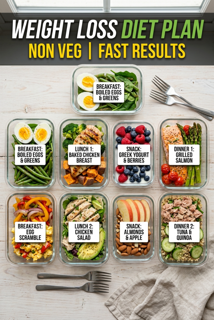 Weight Loss Diet Chart (Non Veg Plan for Fast Results)